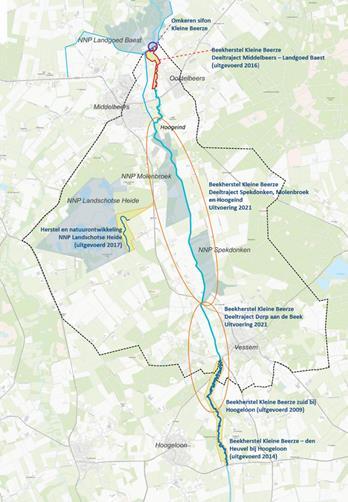 kaart van deeltraject Dorp aan de Beek en Molenbroek, Spekdonken, Hoogeind